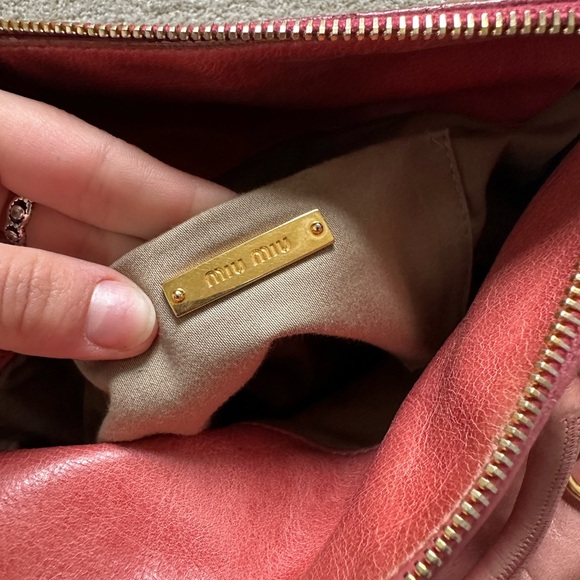 Miu Miu Vitello Bow Pink Leather Vintage y2k Shoulder Crossbody Handbag - Picture 9 of 11